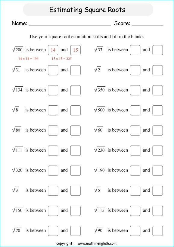 Powers And Roots Worksheet Printable Primary Math Worksheet