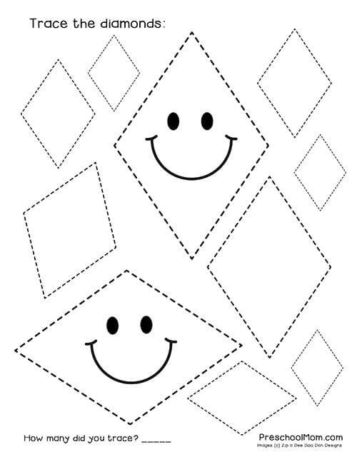 Shape Tracing Worksheets Preschool Mom Free Shapetracediamondsw My