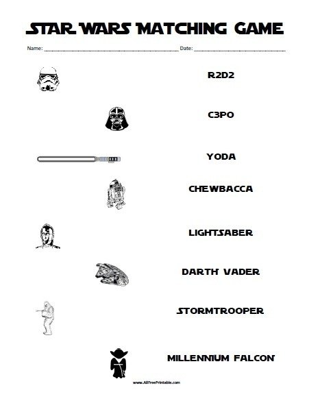 Star Wars Matching Game Free Printable Allfreeprintable Worksheets