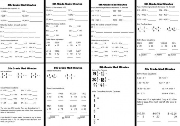 Th Grade Math Worksheets Baseball Fifth X Fourth Passages