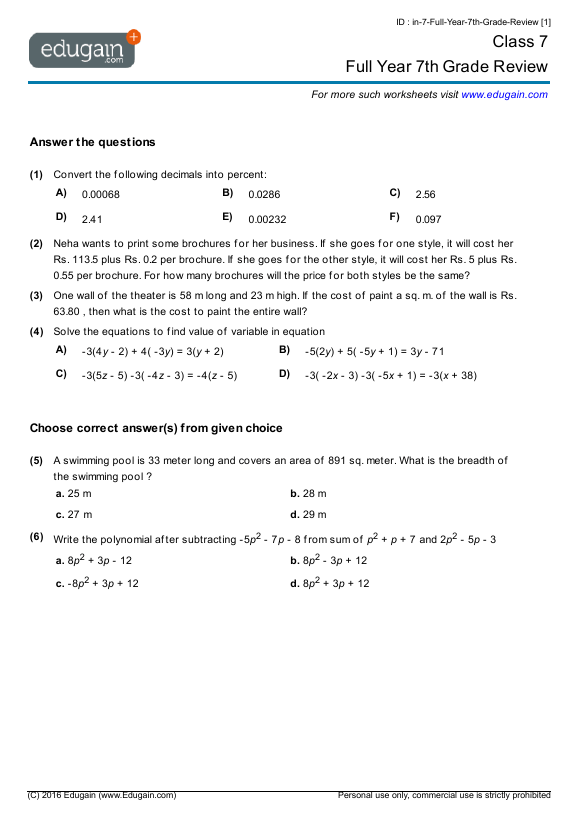 Worksheet  Grade Math Worksheets With Images Printable