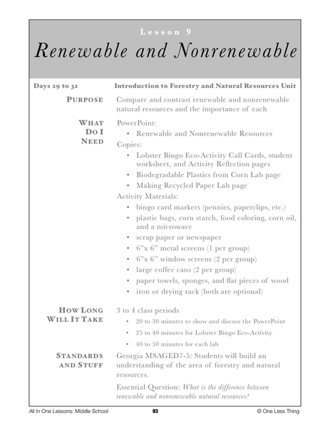 Renewable And Nonrenewable Resources Worksheets Middle School