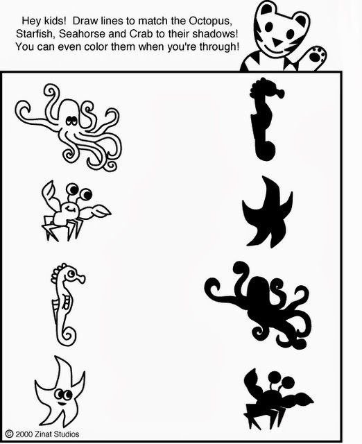 Animal Shadow Match Worksheets