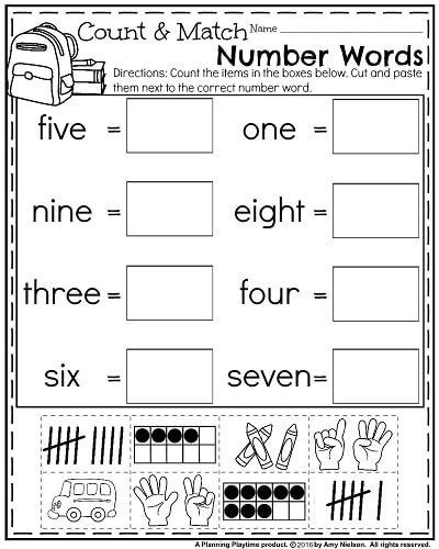 Back To School Kindergarten Worksheets