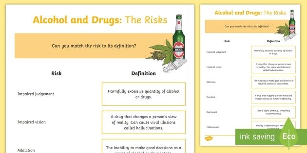 Cfe Second Alcohol And Drugs The Risks Worksheet  Worksheet