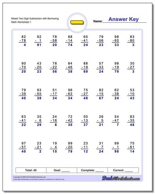 Click To Print These Free Subtraction Worksheets These