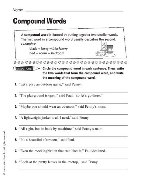 Compound Words Worksheet For Nd