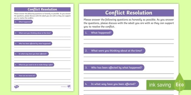Conflict Resolution Worksheet  Worksheet Teacher Made