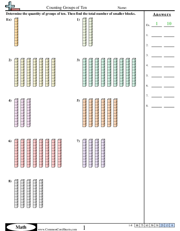 Counting Groups Of Ten Worksheet