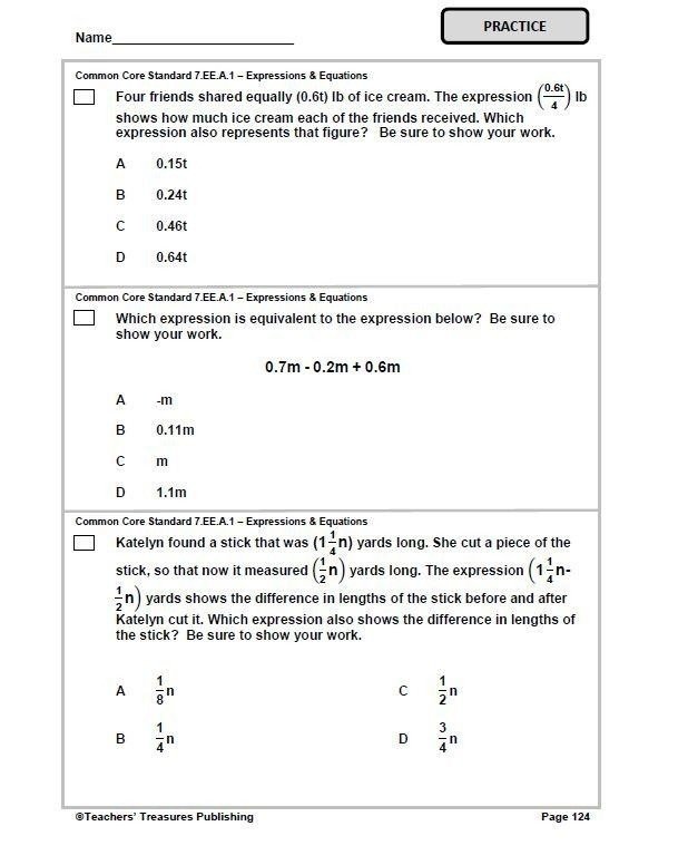 D C Heath And Company Math Worksheets 7th Grade Chapter 8
