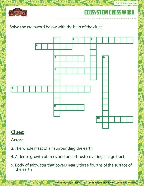 Ecosystem Crossword View Th Grade Science Printable Pdfs Sod Free