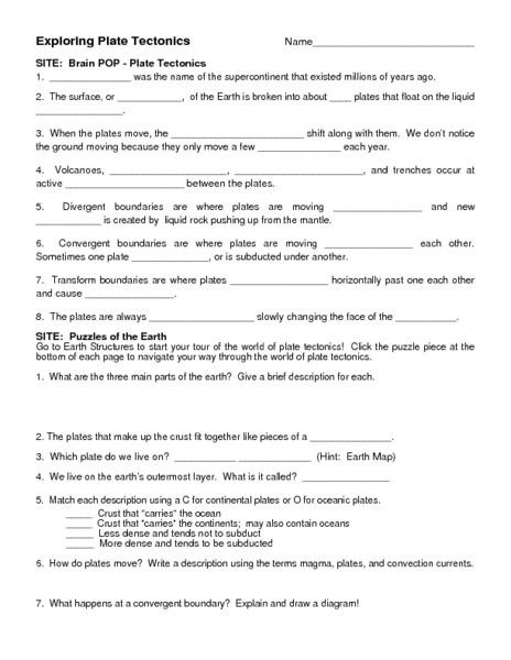 Exploring Plate Tectonics Worksheet For Th Th Grade Lesson Earth