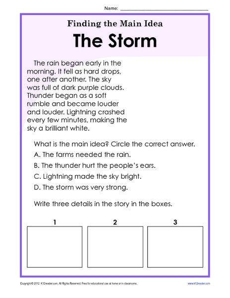Finding The Main Idea Worksheets Rd Grade With Images Algebra