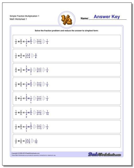 Multiplying Fractions Worksheets With Answer Key - Worksheets Master