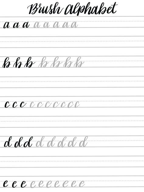 Free Brush Lettering Practice Sheets Lowercase Alphabet Worksheets