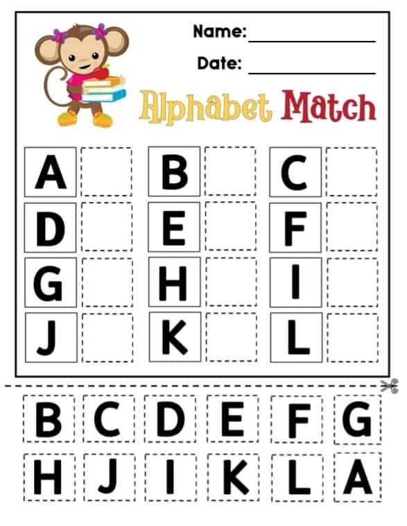 kindergarten worksheets match upper case and lower case letters 1