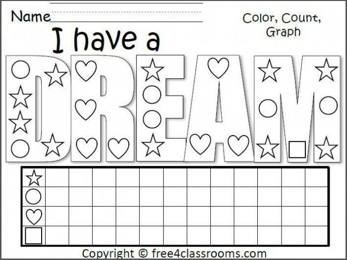 Free Shapes Graph For The Month Of January And Martin Luther King