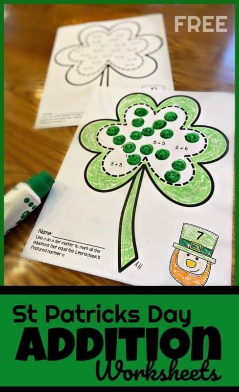 Free St Patricks Day Addition Worksheets