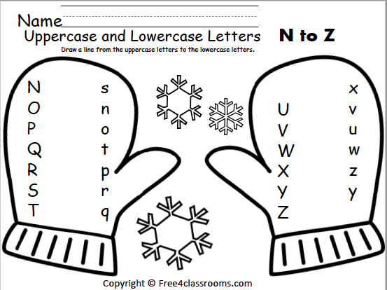 Free Winter Alphabet Matching Worksheets N To Z