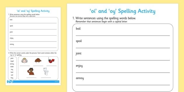 Oi And Oy Words Worksheet Teacher Made Worksheets Primary