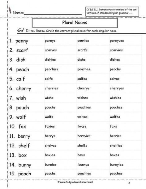 Plural Nouns Worksheets Th Grade