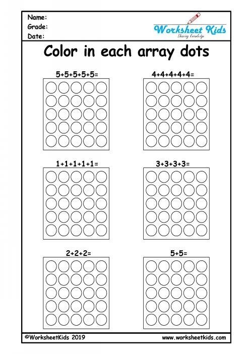 Repeated Addition Arrays Activities For Year      Worksheets