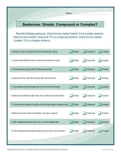 Compound And Complex Sentences Worksheets With Answers - Worksheets Master