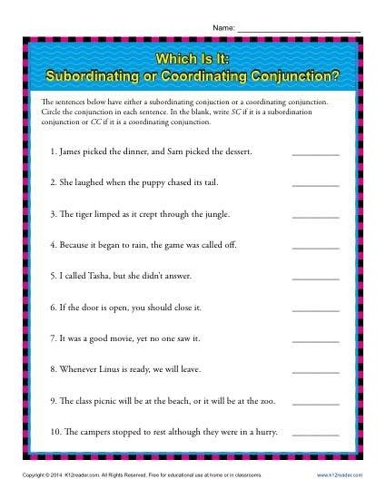 Subordinating Or Coordinating Conjunctions