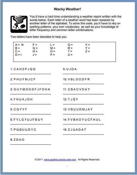 Th Grade Worksheets For Spelling Vocabulary Practice English