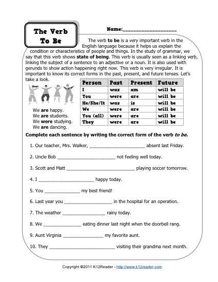 To Be Verb Worksheets