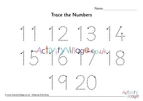 Trace The Numbers  To  Dotted