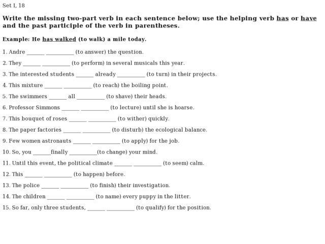 Two Part Verbs Helping With Past Participle Worksheet For