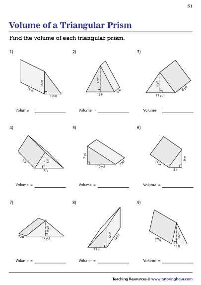finding volume of trapezoidal prisms worksheets