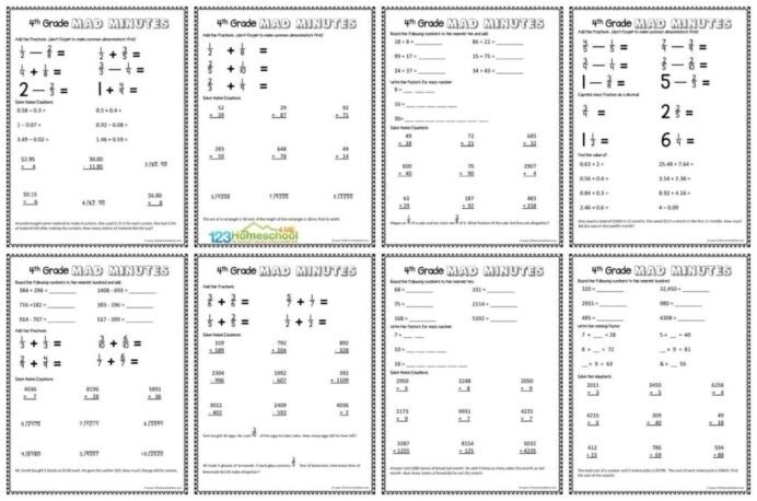 Worksheet Free Th Grade Math Worksheets Tremendous Printable