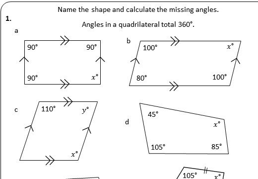 Missing Angles In Quadrilaterals Worksheets - Worksheets Master