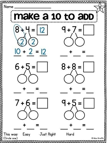 Break Apart Numbers To Make A Ten To Make Adding Easier Bridging