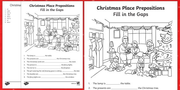 Christmas Place Prepositions Fill In The Gaps Worksheet  Worksheet