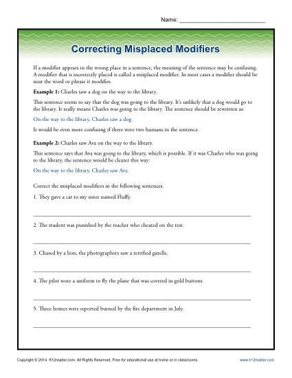 7th Grade Sentence Correction Worksheets Worksheets Master 