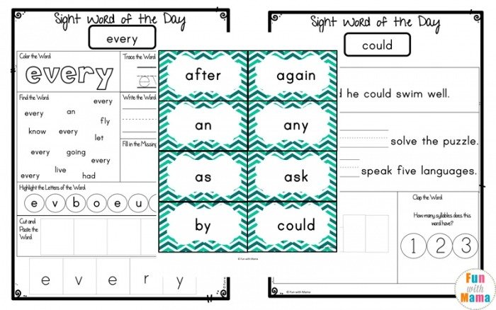 Dolch First Grade Sight Words Worksheets Fun With Mama