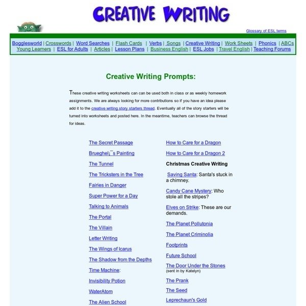 Esl Creative Writing Worksheets