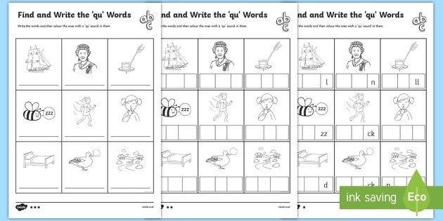 Find And Write Qu Words Phonics Worksheets Teacher Made