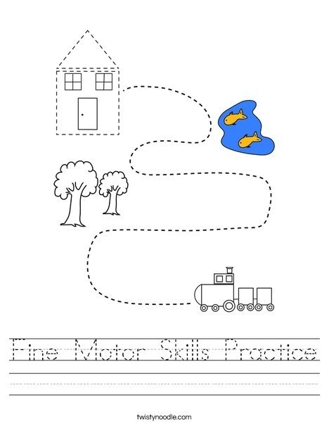 Fine Motor Skills Practice Worksheet Twisty Noodle Worksheets