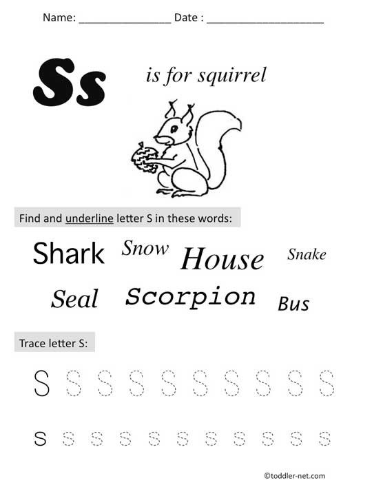Free Printable Letter S Preschool Worksheet