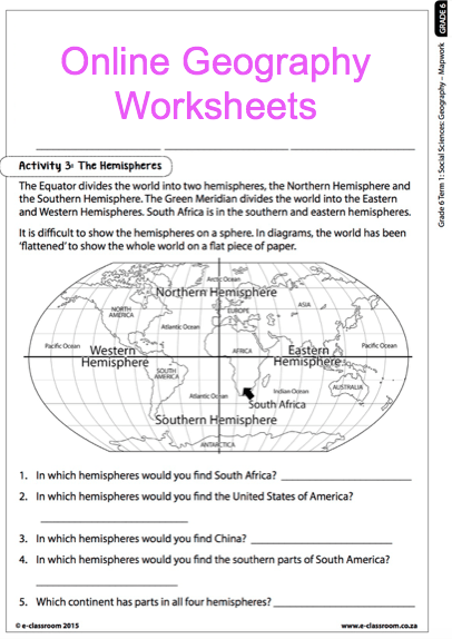 Grade  Online Geography Worksheets  Map Work For More Worksheets