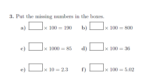 Multiplying Whole Numbers And Decimals By    And