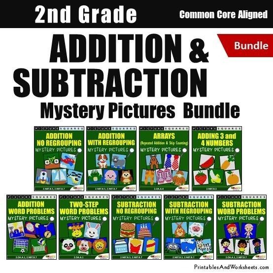 Nd Grade Addition And Subtraction Mystery Picture Coloring