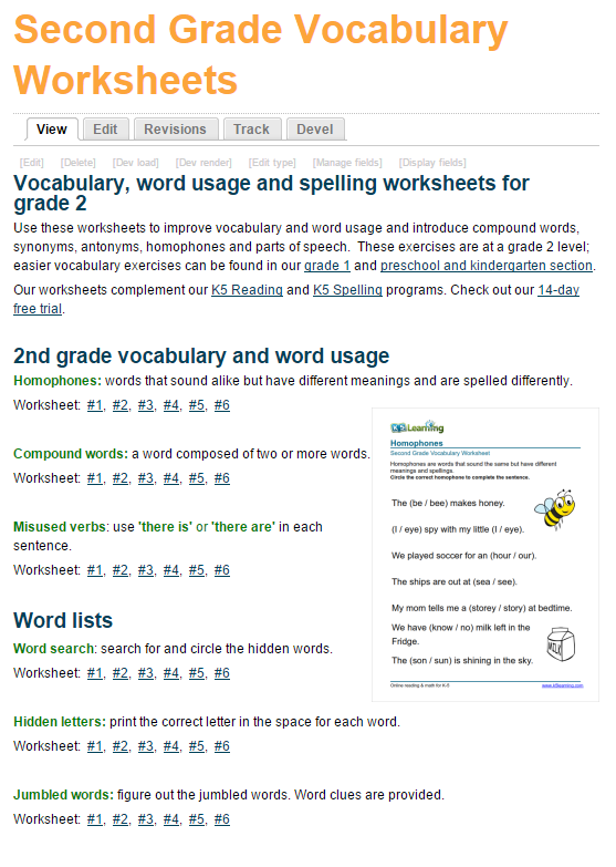 New Printable Vocabulary Worksheets