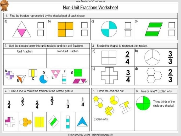 Unit Fraction Worksheets 5th Grade - Worksheets Master