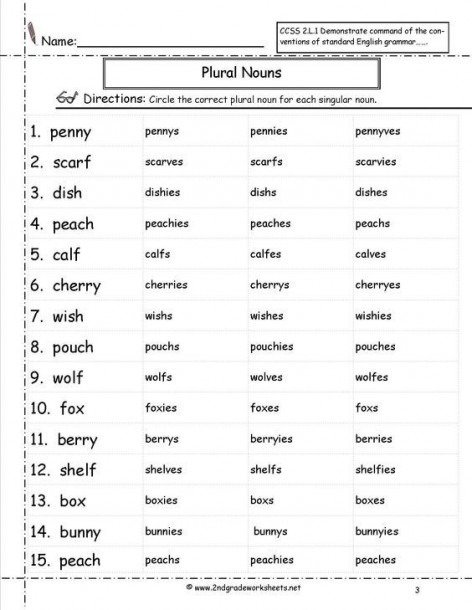 Plural Worksheets For Nd Grade Plurals Elementary Math Quiz