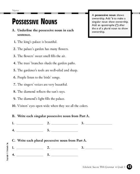 Possessive Nouns Worksheet For Nd Th Grade Lesson Planet
